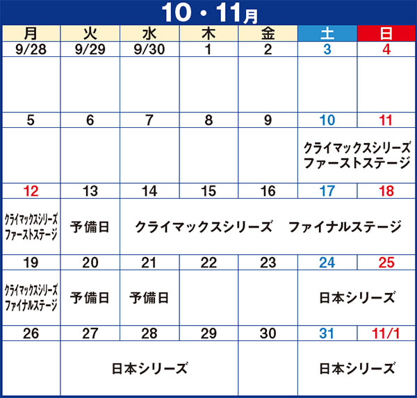 2026年10・11月 広島東洋カープ試合日程
